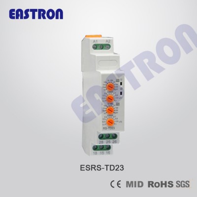 EASTRON Doublestage Time Relay, DIN Rail Mounting, 18mm Wide Housing, LED indication